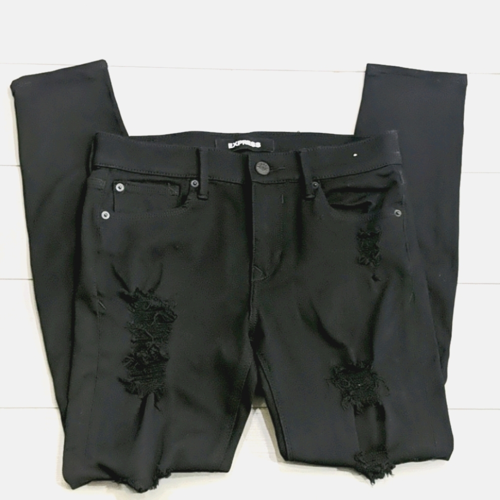 NWOT Express Black Stretch Mid Rise Legging Jeans Regular Length Size 6 Regular